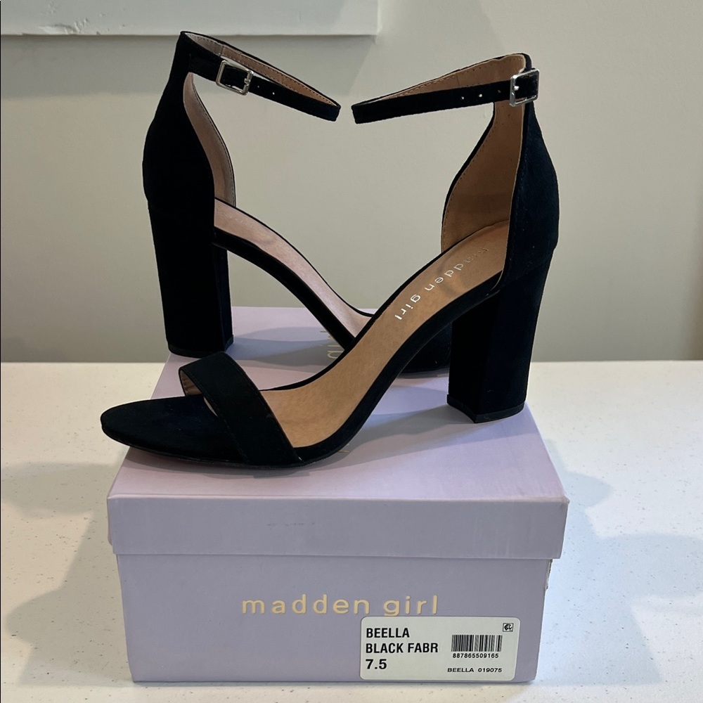 Madden Girl Black Ankle Strap Heels
